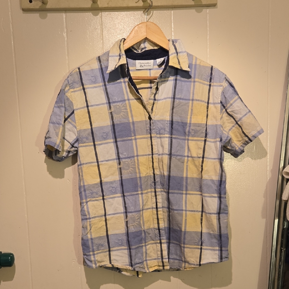 Christopher & Banks Blue and Yellow Plaid Shirt